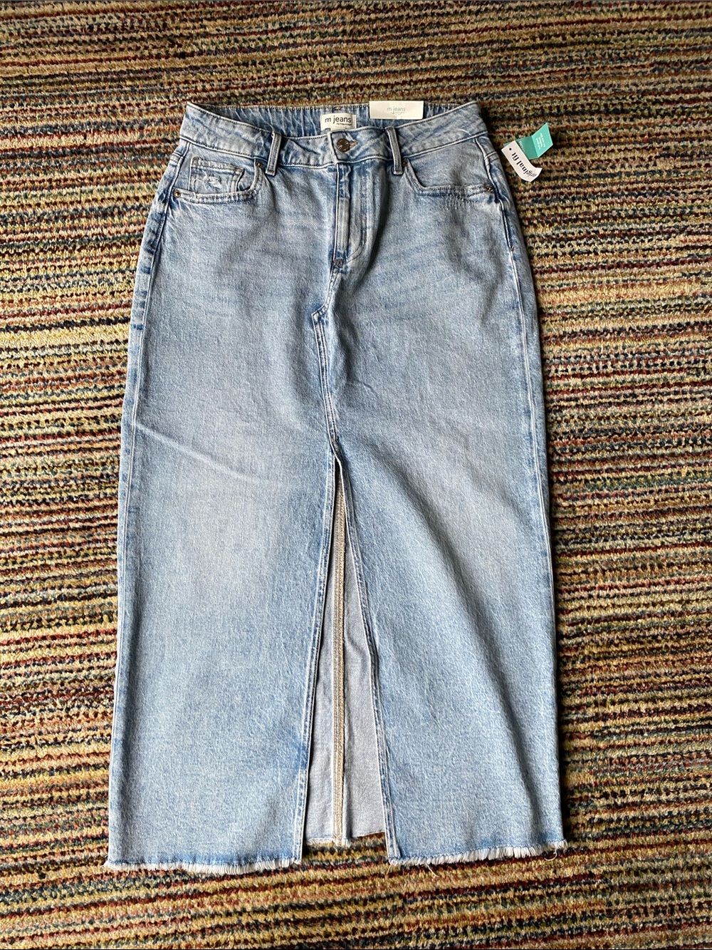 Maurices Light Blue Straight-Leg Jean Skirt with Front Slit